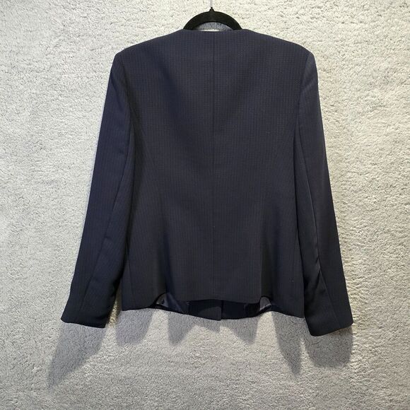 Talbots Work Blazer Womens 6 Navy Blue White Polka Dots Preppy Church - Picture 6 of 11